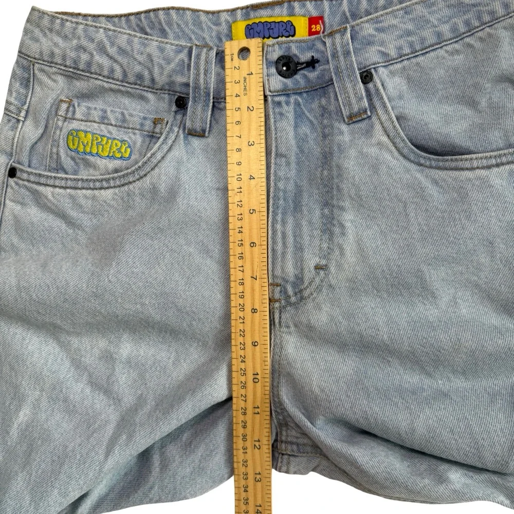 Empyre Loose Fit Sk8 Baggy Skate Jeans Mens 28 Light Wash Y2K Grunge Embroidered
